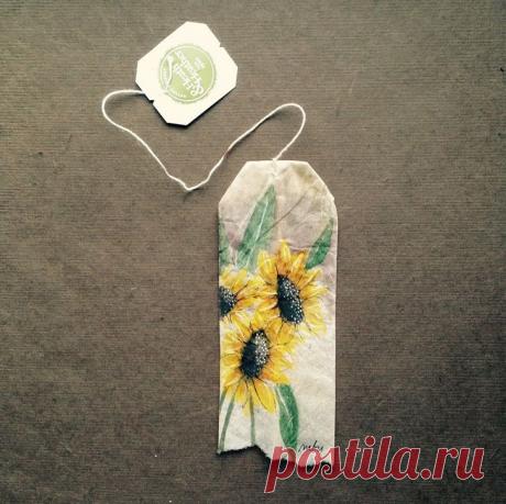 Удивительные картины на чайных пакетиках..