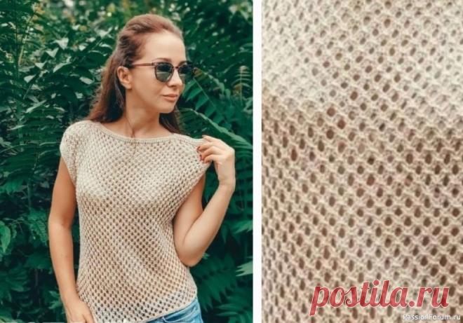 Топ узором "Сеточка". Описание | Вязание для женщин спицами. Схемы вязания спицами