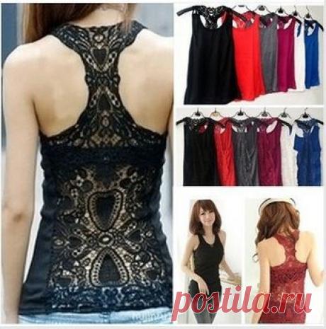 Женщины Вязание крючком кружева Вернуться Tank Top рукавов футболки жилет Cami полым из пирсинг, принадлежащий категории Майки и относящийся к Одежда и аксессуары на сайте AliExpress.com