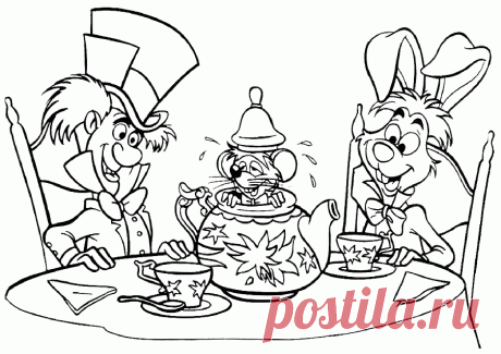 Раскраски Алиса в Стране Чудес скачать или распечатать