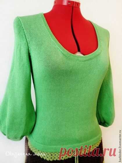Вязаная кофточка "Зелёный фонарик" - зелёный,женская одежда,женская одежда вязаная