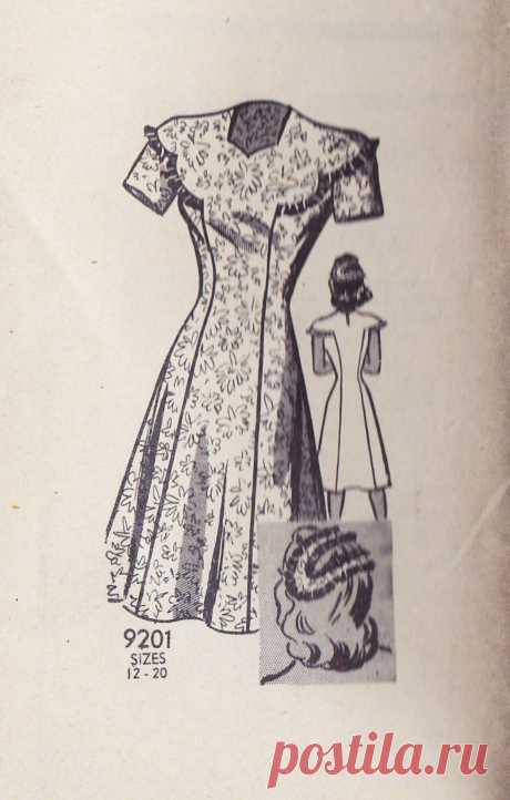 Marian Martin 9201 A Marian Martin 9201; ca. 1940s; Misses Princess Seam Dress, Sweetheart Neckline, Hat [insert your username, and make sure your preferences allow for people to contact you via e-mail. Do not list your email address here!]