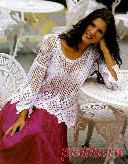 Понравился этот пуловер для полных женщин – попробуйте связать крючком