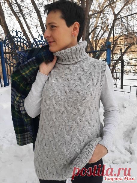 Зимний объемный жилет спицами - Вязание - Страна Мам