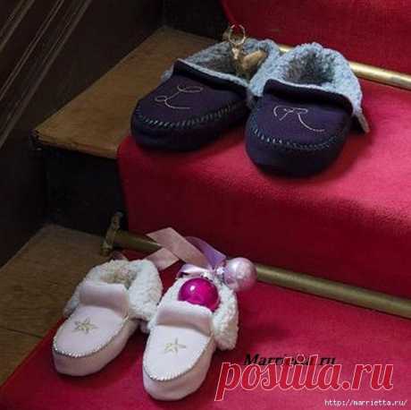 Шьем комнатные теплые тапочки. Выкройка в натуральную величину.