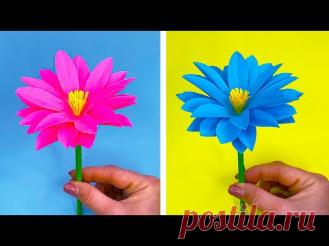 ЦВЕТОК ИЗ БУМАГИ за 5 минут! Подарок на 8 Марта своими руками!