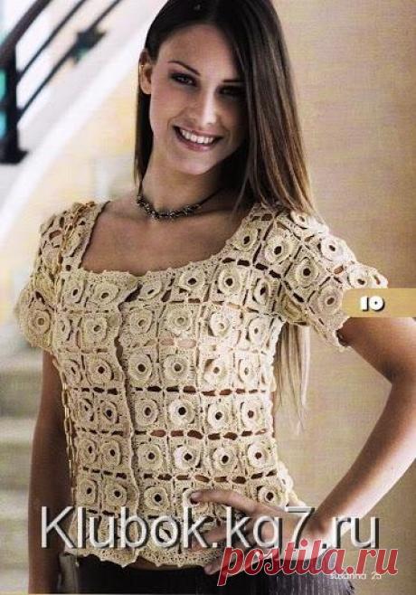 Ну, очень красивая кофточка и сумочка из мотивов | Клубок