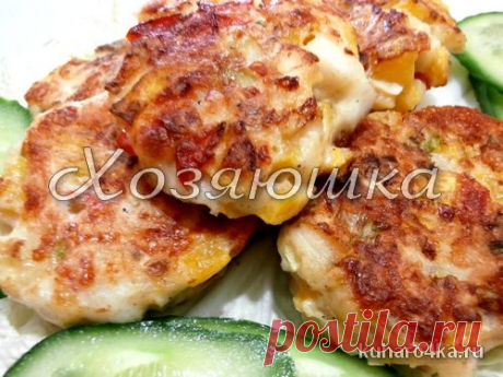 Хозяюшка. Кушать подано! - Вкусные котлетки из рыбного филе с овощами и сыром
