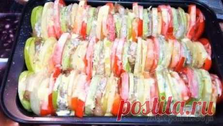 Запеканка овощная с куриным филе и в яично-сметанной заливке