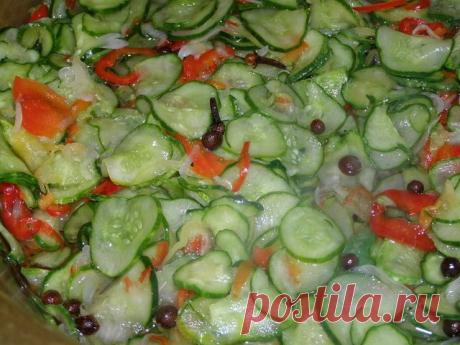 РЕЦЕПТЫ И СОВЕТЫ ХОЗЯЙКАМ: Салат из огурцов. Ох, хороша закуска!