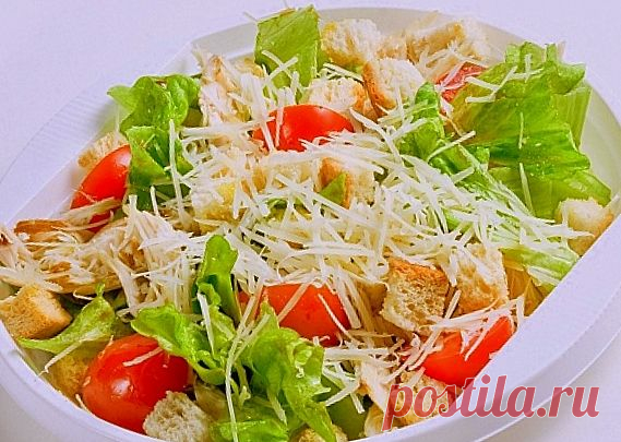 Салат «Цезарь» с курицей и сухариками |Чудесный домик