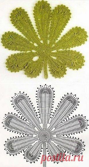 Схемы листиков крючком