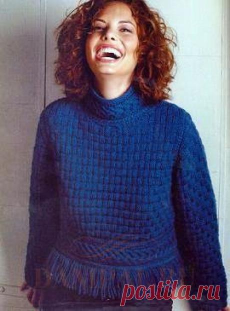 Теплый женский свитер с бахромой | DAMские PALьчики. ru