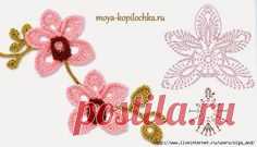 Irish crochet &: Цветы и листики со схемами