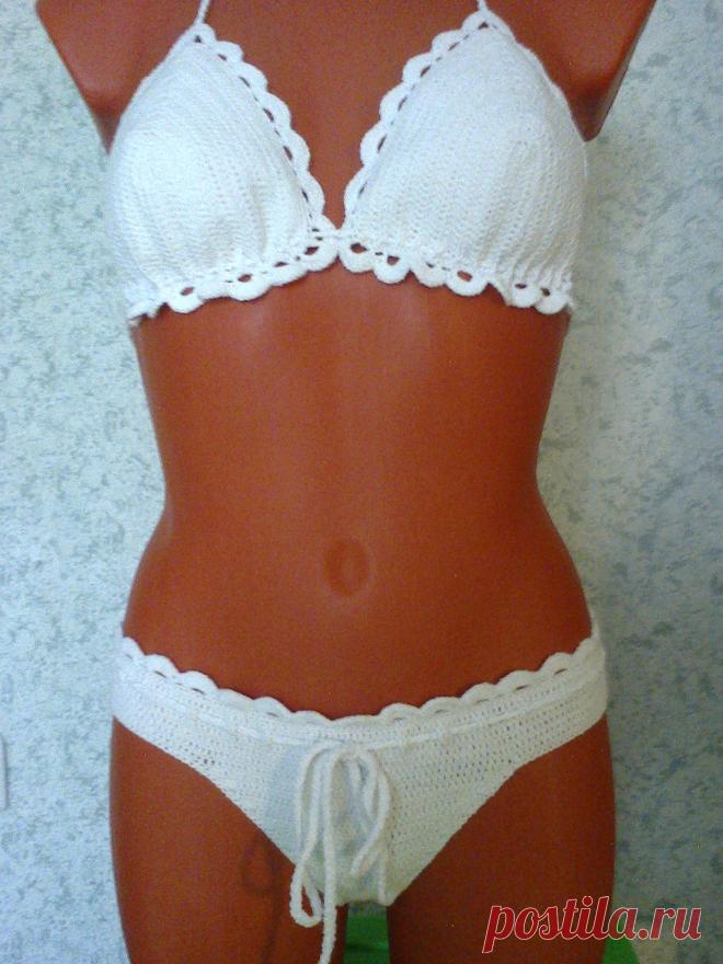 Вязаный крючком купальник бикини из хлопковой пряжи