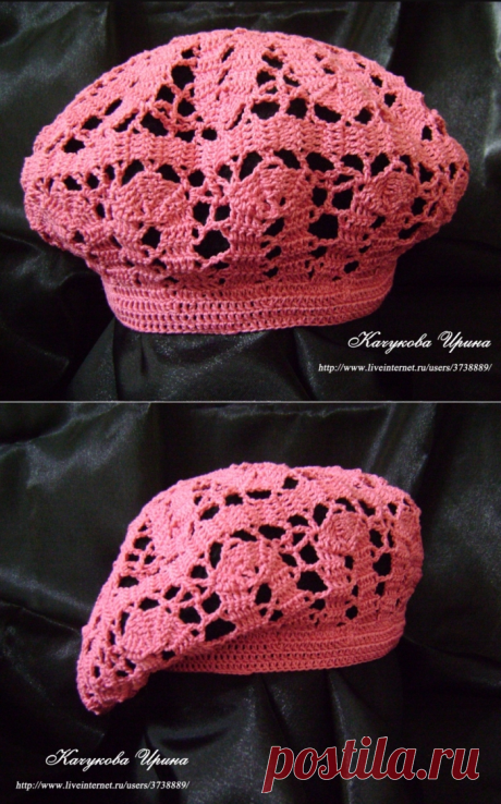 Летний ажурный берет "Сакура"