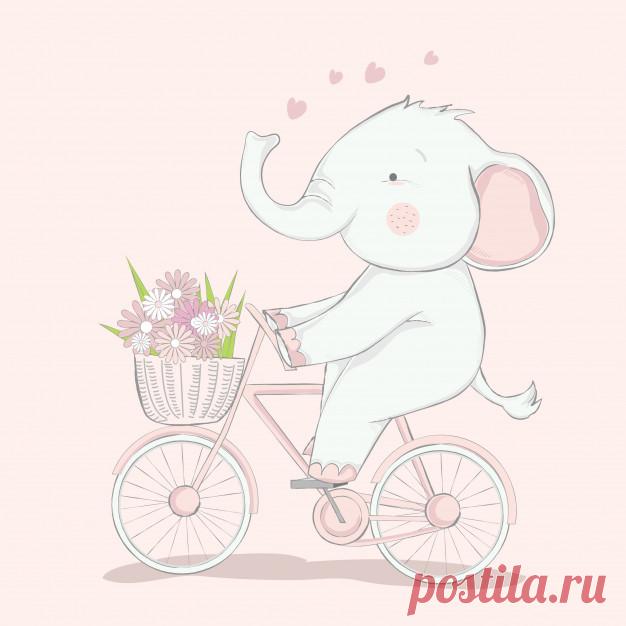 Симпатичный слоненок с мультяшным велосипедом Более миллиона свободных векторов, PSD, фотографии и бесплатные иконки. Эксклюзивные халявы и все графические ресурсы, которые необходимые для ваших проектов