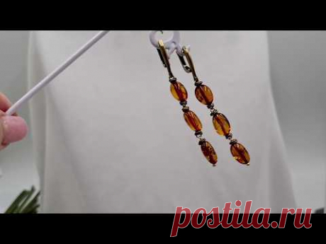 Серьги-висюльки из калининградского янтаря: пошаговый мастер-класс #яблонских #tutorial