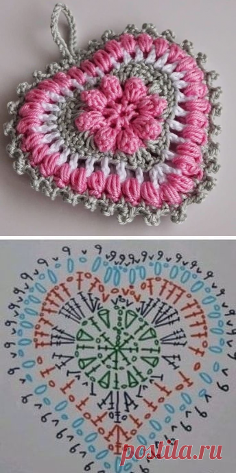 Объемное сердечко крючком