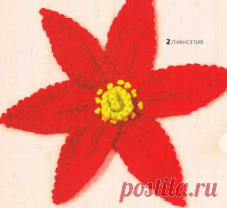 Пуансетия, вязаная спицами