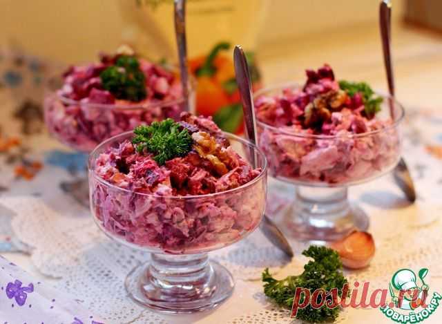 свекла.куриное филе.чеснок.грецкие орехи.майонез