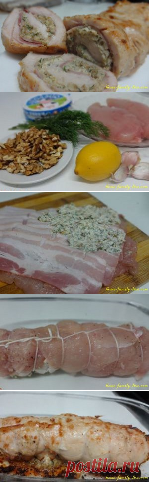 Рулет из куриного филе/Сайт с пошаговыми рецептами с фото для тех кто любит готовить
