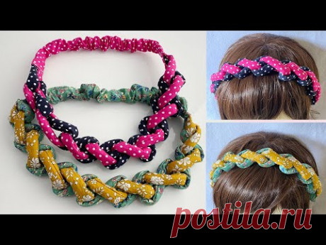 DIY Beautiful Wide Elastic Chunky Braided Headband | How to Make Unique Design Plait Fabric Hairband