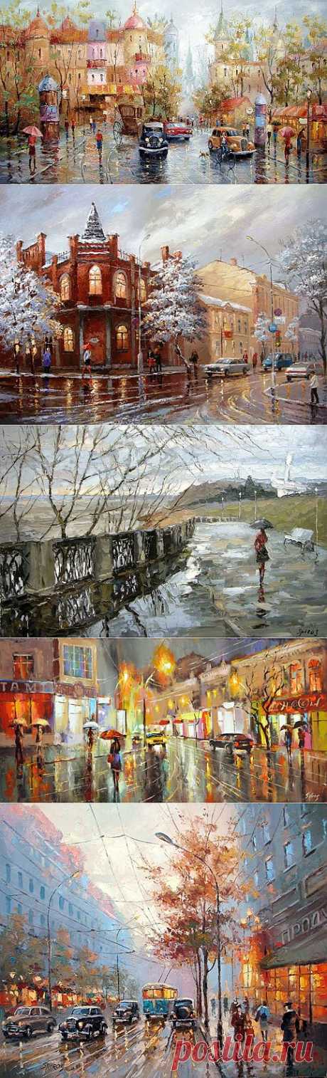 То были капли дождевые... Художник Дмитрий Спирос / Dmitriy Spiros.