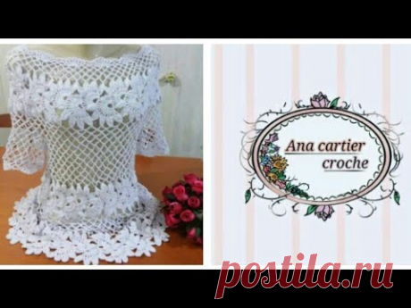 1° aula Blusa flores diagonal croché com professora Ana cartier