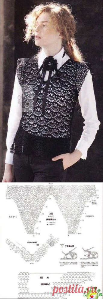 Ажурные жилеты, связанные крючком