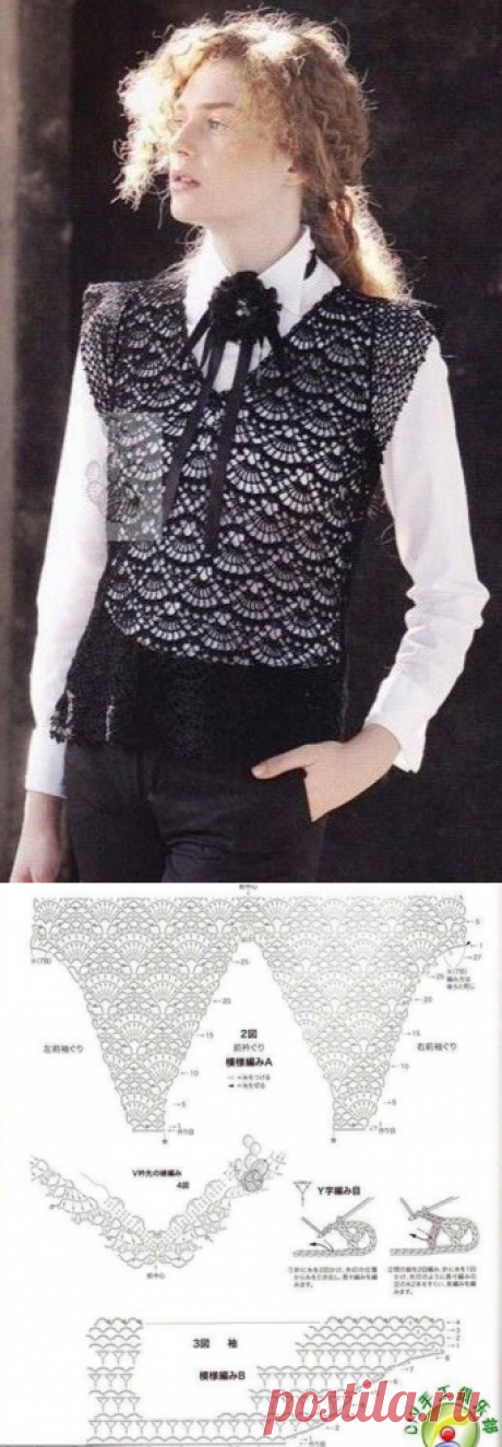Ажурные жилеты, связанные крючком