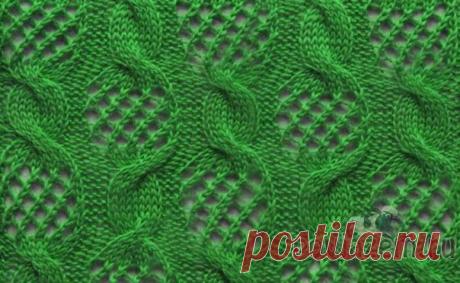 Узор спицами "Косы и сетка"