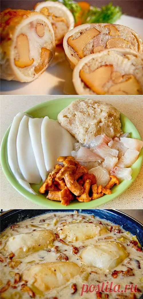Кальмар фаршированный грибами.