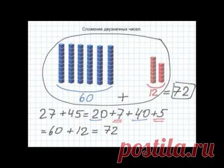 Сложение двузначных чисел: 27+45