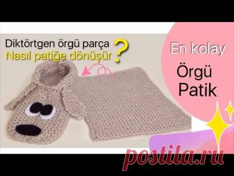 DIY- EN KOLAY ÖRGÜ PATİK - EASIEST KNITTED SLIPPERS EVER