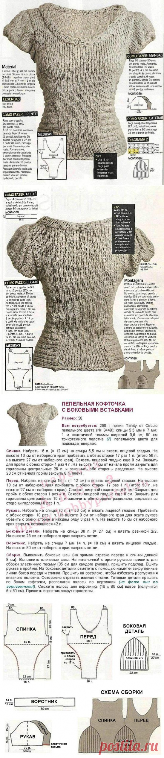 КОФТОЧКА С БОКОВЫМИ ВСТАВКАМИ - Вязание - Страна Мам