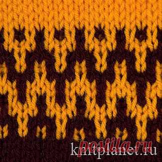 Планета Вязания | Двухцветный узор № 6, схема вязания узора спицами