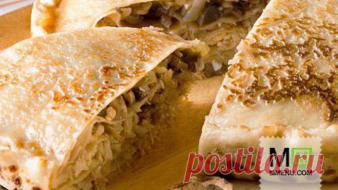 Блинчатый пирог с грибами и курицей - кулинарный рецепт. Миллион Меню