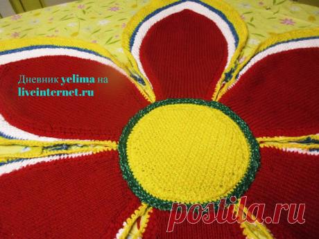 СОЕДИНЕНИЕ ЛЕПЕСТКОВ В ЦЕНТРЕ-СЕРЕДИНКОЙ.(МАСТЕР-КЛАСС, ЧАСТЬ-3) - запись пользователя yelima (Elena) в сообществе Вязание спицами в категории Вязание спицами аксессуаров Как такое сделать?    После лёгкой блокировки уже окончательно готовых 6-ти лепестков,-будем соединять их в цельный дизайн общей сердцевинкой.      У меня получилось 3 этапа: 1--Прежде всего надо сравнять основания всех лепестков- колечком.