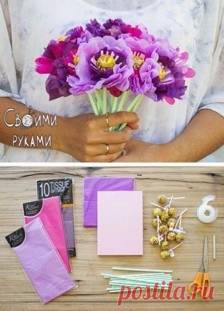 Букет из чупа чупсов — Сделай сам, идеи для творчества - DIY Ideas