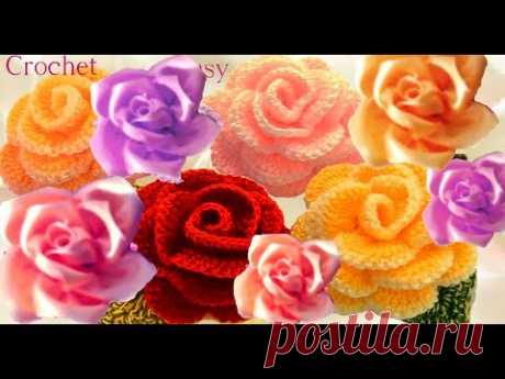 Como tejer a Crochet  flores rosas fácil y rápido
