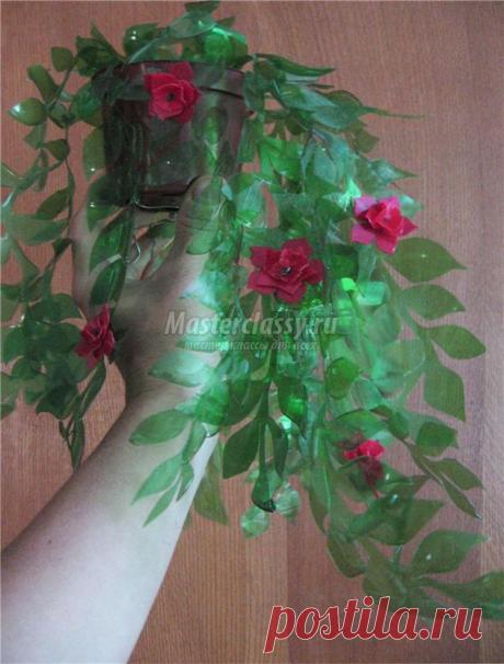 Ампельный цветок из пластиковых бутылок. Мастер-класс с пошаговыми фото