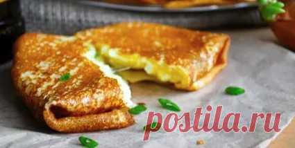БЛИНЫ НА ПИВЕ С КАРТОФЕЛЕМ, ЛУКОМ И СЫРОМ