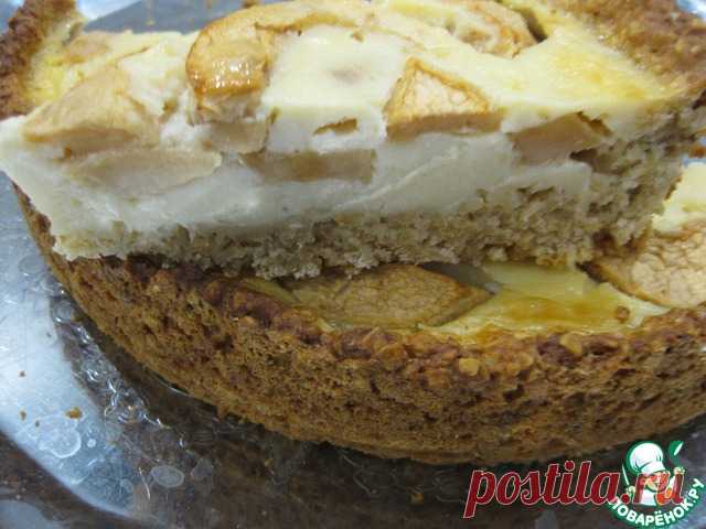 Диетический овсяный пирог с яблоками в заливке