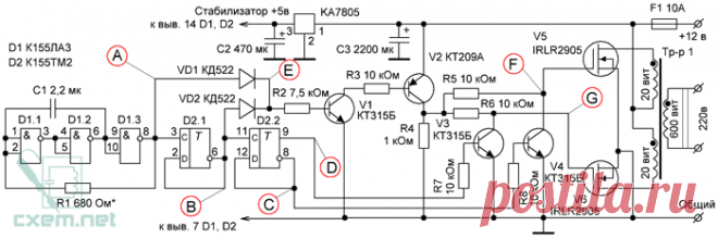 Простой инвертор 12-220В
