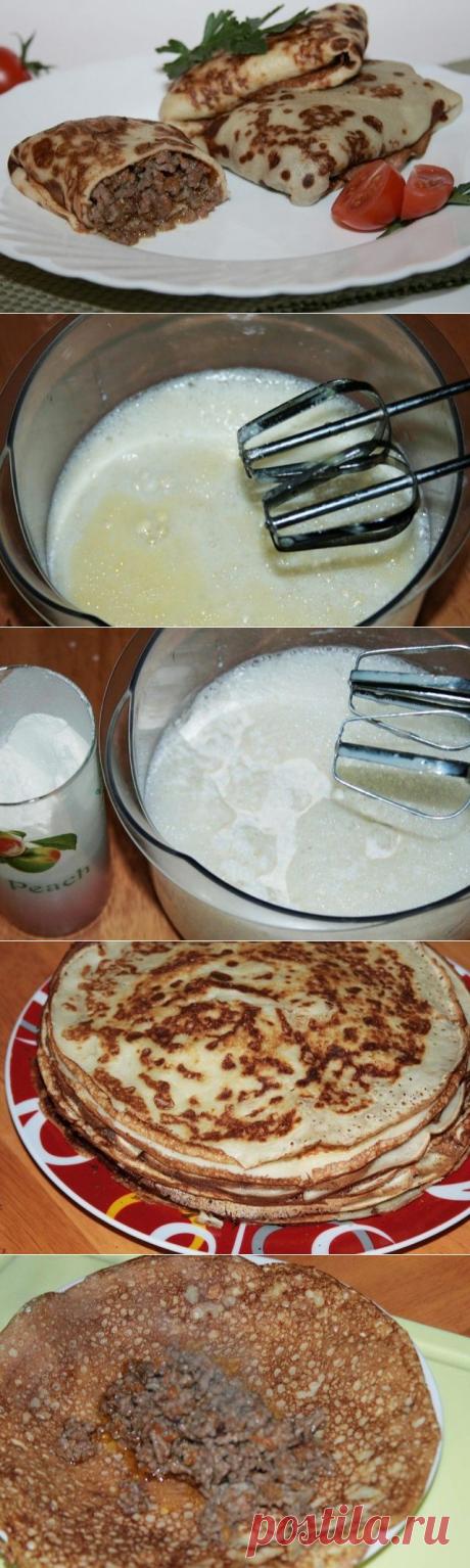 Блины на пиве с мясом - Лучшие кулинарные рецепты интернета