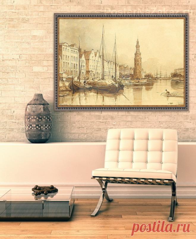 Модульная картина для интерьера, Модульная картина в интерьере Амстердам. Башня Монталбан. 1870