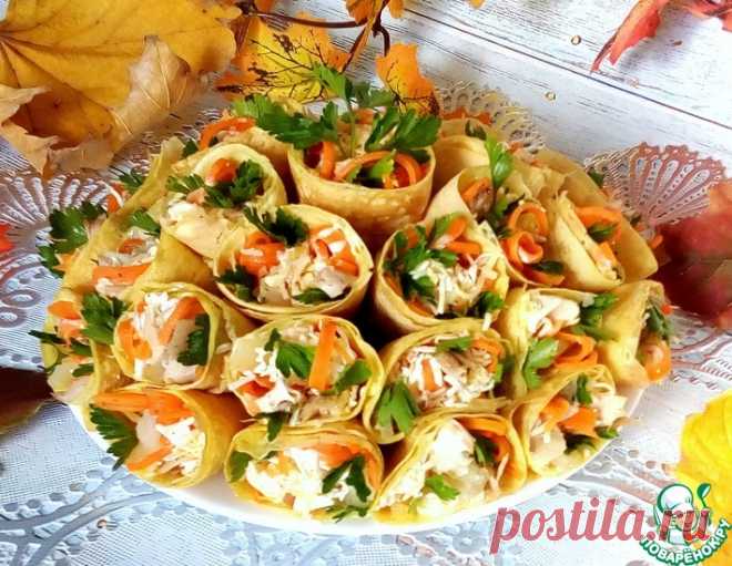 Солнечный салат в яичных блинчиках – кулинарный рецепт