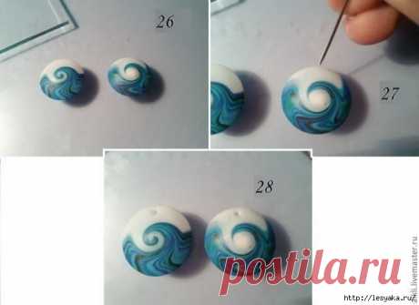 Мастер-класс: серьги из пластики "Морская волна"