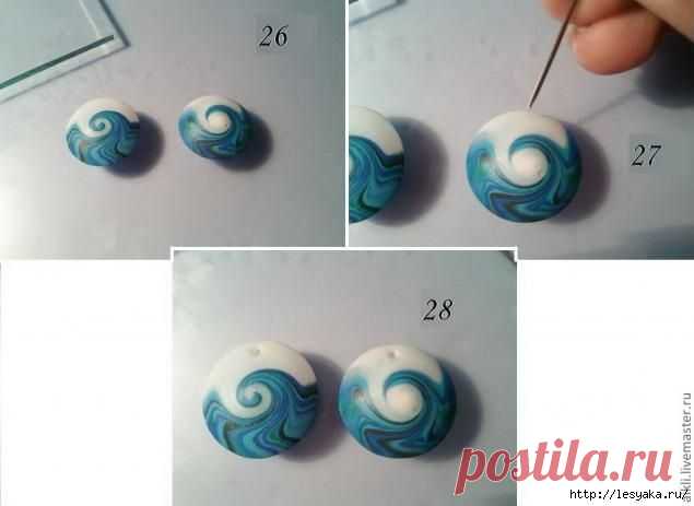 Мастер-класс: серьги из пластики "Морская волна"